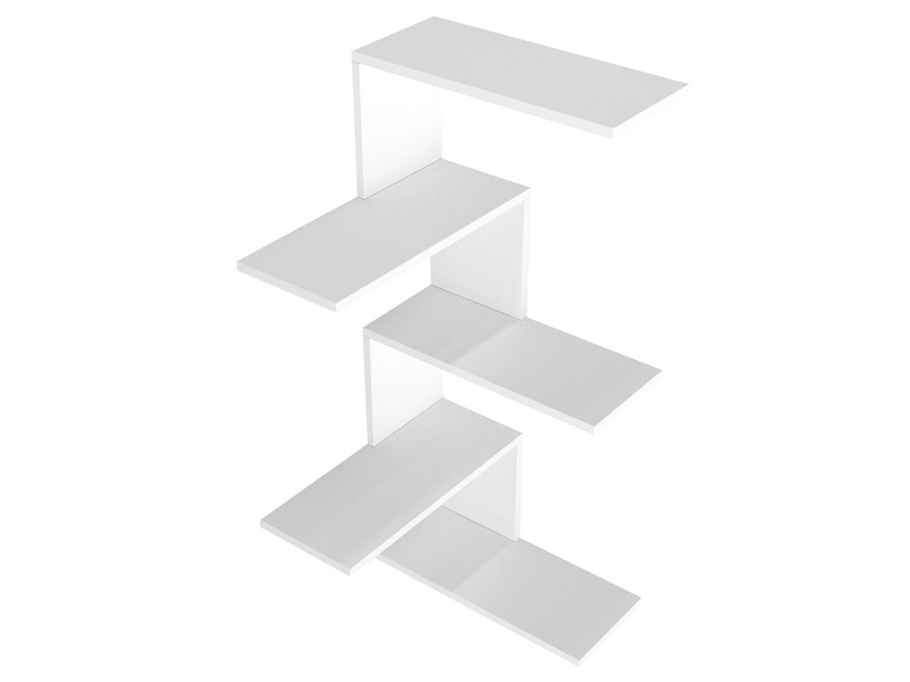 Caniko" wall-mounted wooden corner shelf - 51 x 29 x 109 cm - White