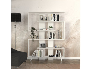 Rain" wooden bookcase - 120 x 20 x 162 cm - White 2