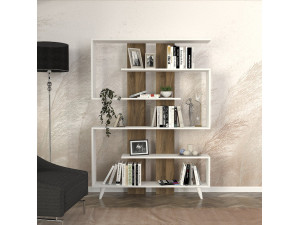 Rain" wooden bookcase - 120 x 20 x 162 cm - Brown 2
