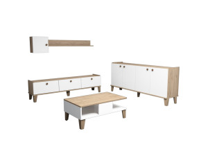 Sumer" wooden lounge furniture set - 180 x 41 x 77 cm - White