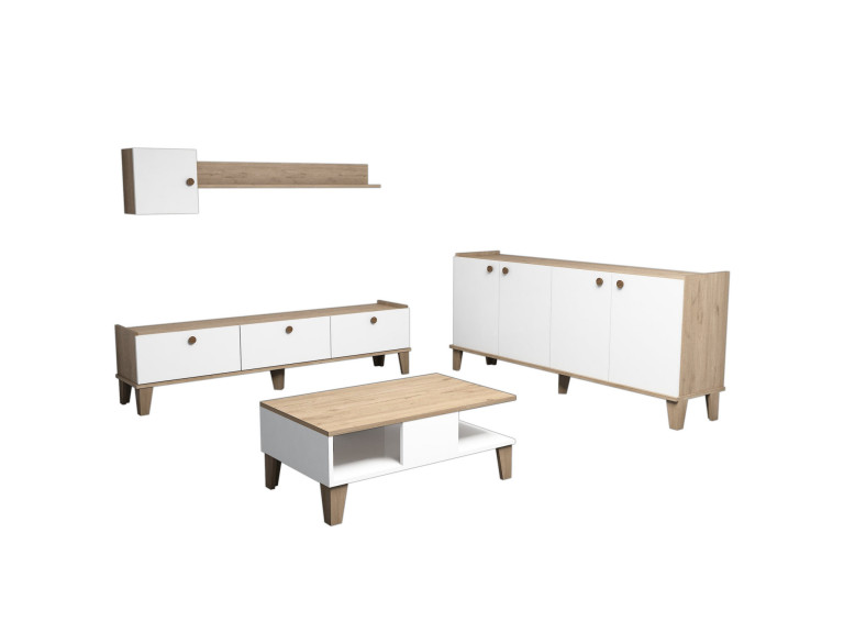 Sumer" wooden lounge furniture set - 180 x 41 x 77 cm - White