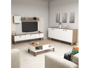 Sumer" wooden lounge furniture set - 180 x 41 x 77 cm - White 2