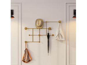Fatara" metal wall hook - 112 x 10 x 64 cm - Gold 2