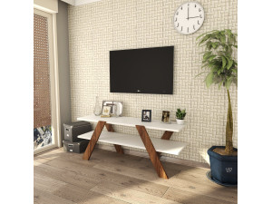 Basic" wooden TV stand - 120 x 33 x 45 cm - White 2