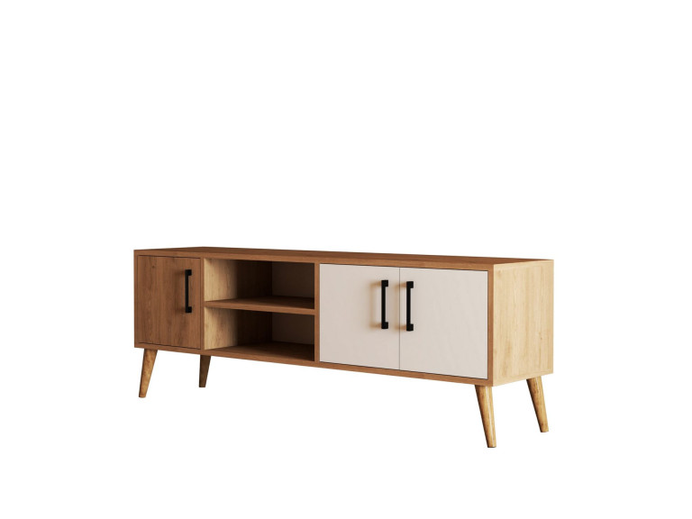 Exxen" wooden TV stand - 150 x 34 x 52 cm - White