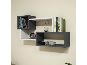 Afro" wooden wall shelf - 90 x 20 x 51 cm - Anthracite grey 2