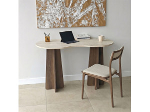 Infini" wooden desk - 120 x 60 x 75 cm - Travertine 2