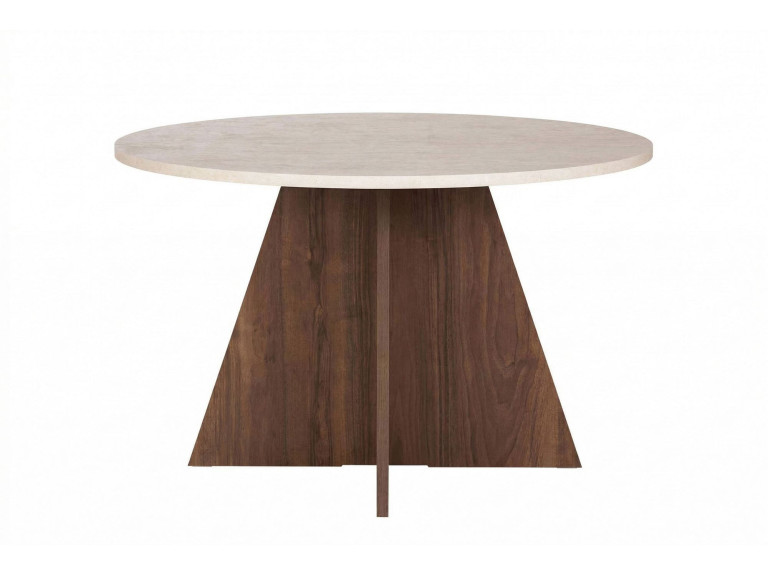 Virella" wooden dining table - 120 x 120 x 75 cm - Travertine