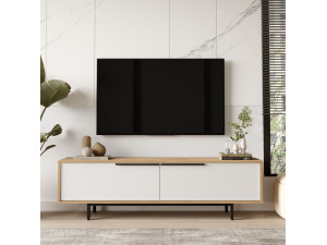 ON1-SW" wooden TV stand - 160 x 35 x 45 cm - White 2