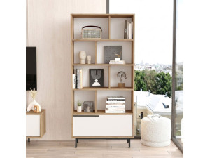 ON4-SW" wooden bookcase - 84 x 30 x 176 cm - White 2