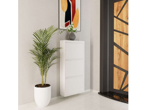 Luna" metal shoe cabinet - 50 x 15 x 103 cm - White 2