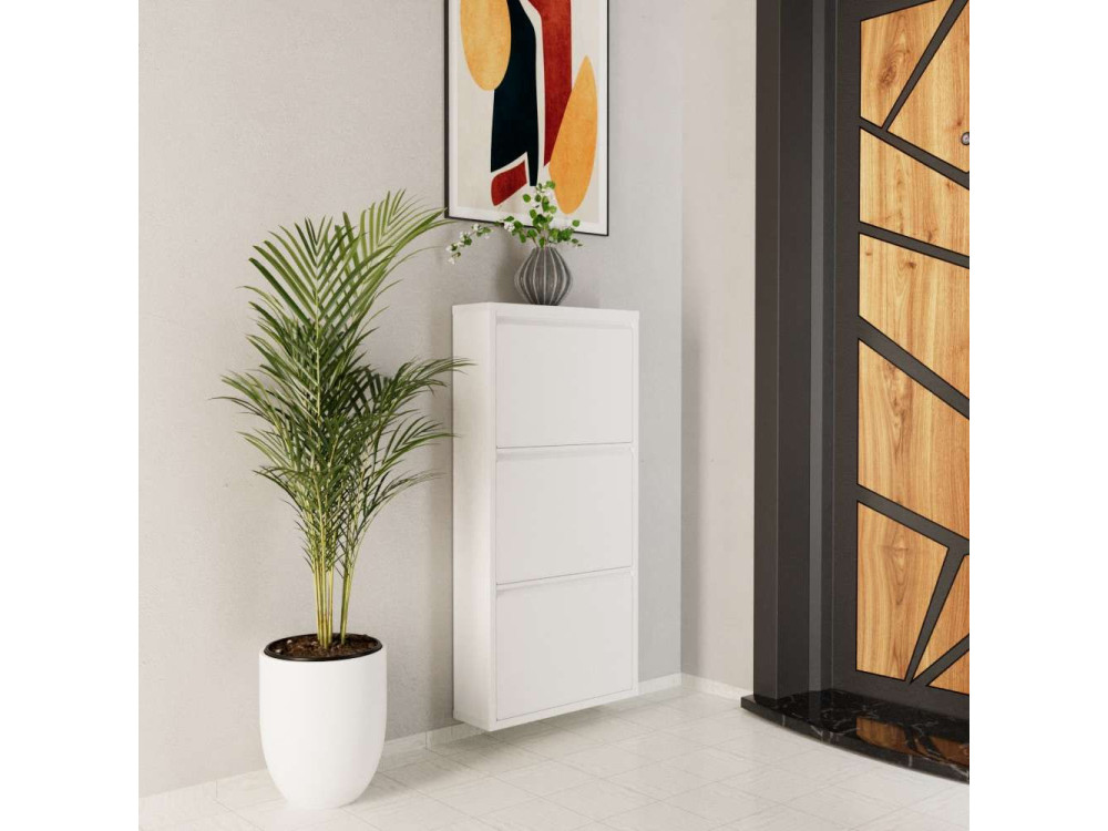 Luna" metal shoe cabinet - 50 x 15 x 103 cm - White
