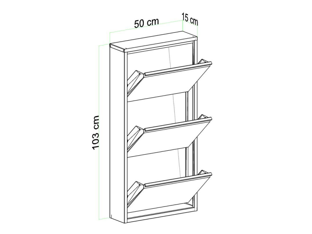 Luna" metal shoe cabinet - 50 x 15 x 103 cm - White