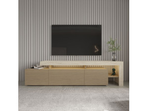 Beliz" wooden TV stand - 192 x 37 x 53 cm - Beige 2