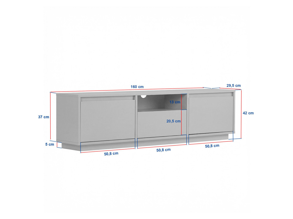 Sentinel" wooden TV stand - 160 x 30 x 42 cm - Brown