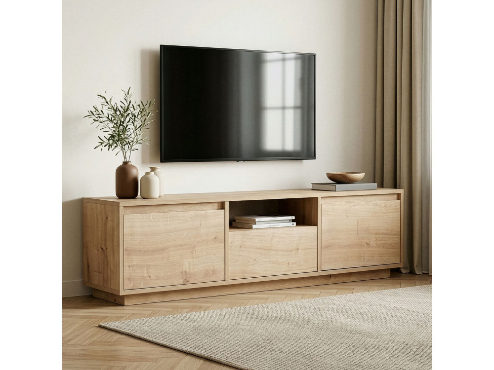 Sentinel" wooden TV stand - 160 x 30 x 42 cm - Beige