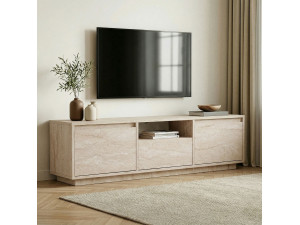 Sentinel" wooden TV stand - 160 x 30 x 42 cm - Travertine 2
