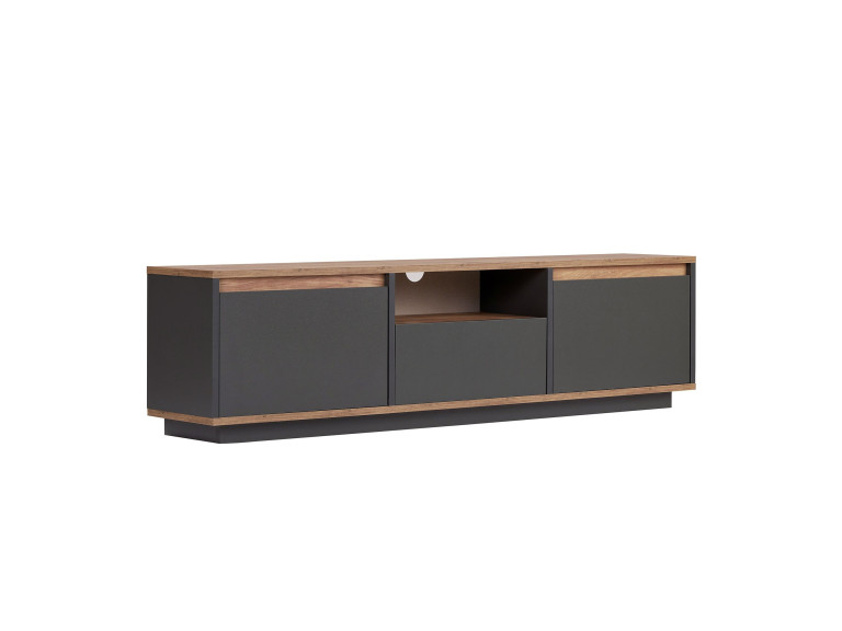 Sentinel" wooden TV stand - 160 x 30 x 42 cm - Charcoal grey