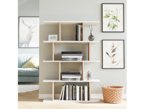 Harmon" wooden bookcase - 90 x 25 x 127 cm - White 2