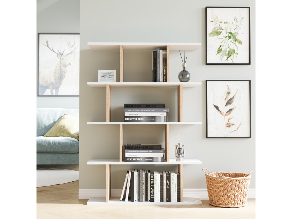 Harmon" wooden bookcase - 90 x 25 x 127 cm - White