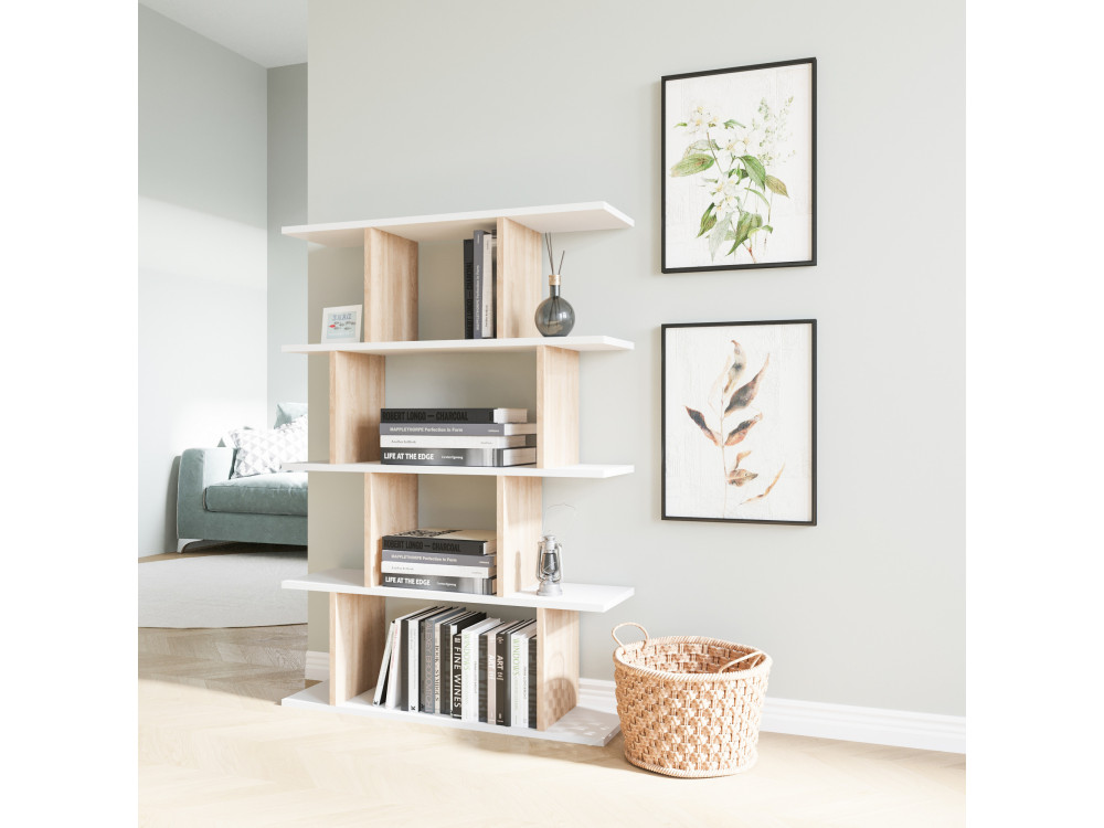 Harmon" wooden bookcase - 90 x 25 x 127 cm - White