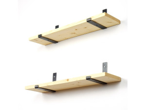 Set of 2 wooden wall shelves "LAM008" - 60 x 14 x 16 cm - Beige