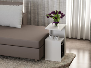 Sister" wooden side table - 35 x 29 x 60 cm - White 2