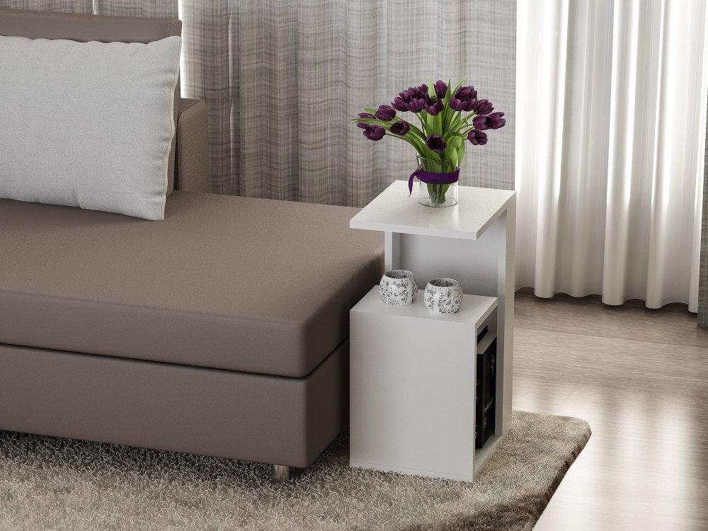 Sister" wooden side table - 35 x 29 x 60 cm - White