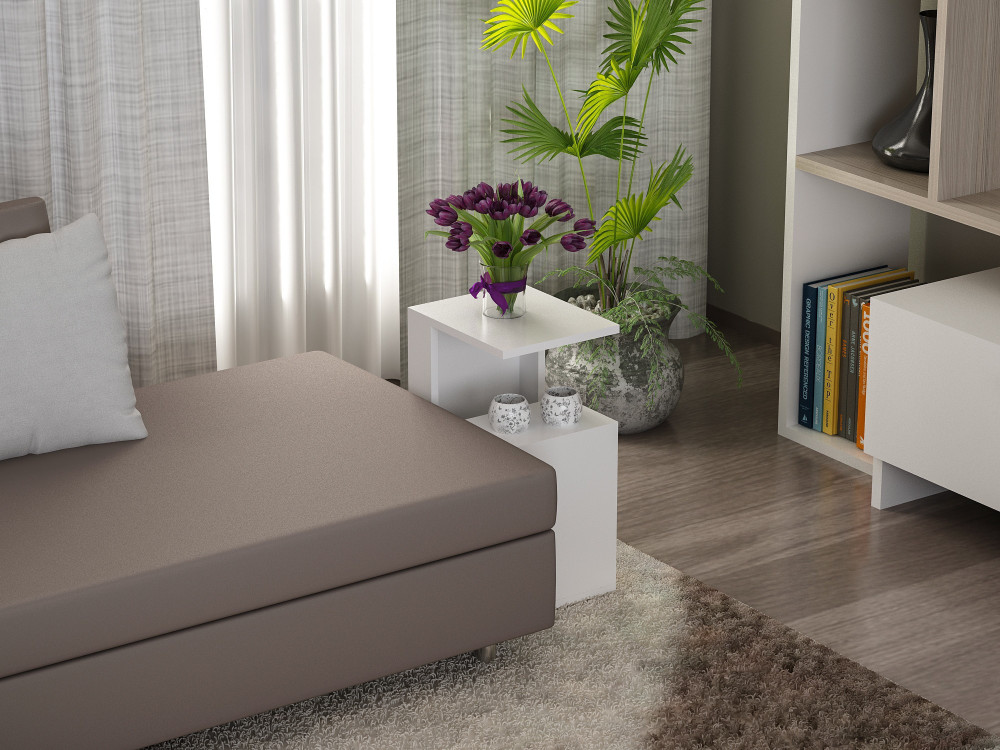 Sister" wooden side table - 35 x 29 x 60 cm - White