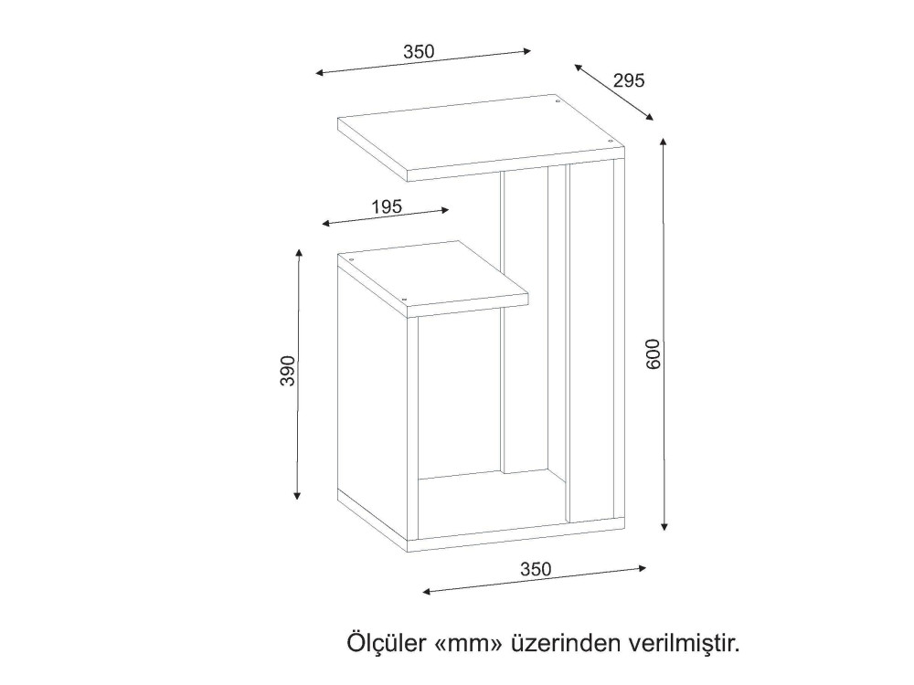 Sister" wooden side table - 35 x 29 x 60 cm - White