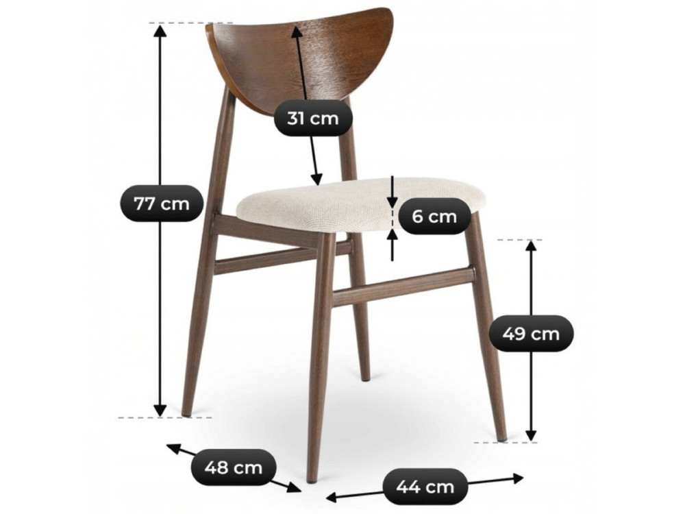 Lumbra" Scandinavian style wooden dining chair - Brown