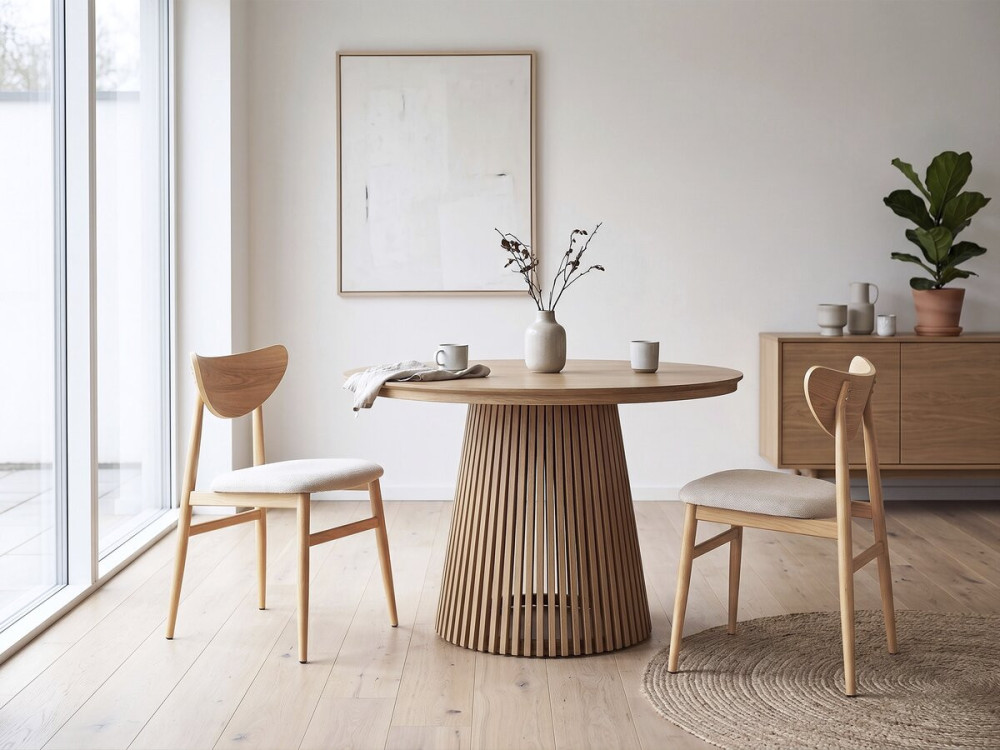 Scandinavian style wooden dining chair "Lumbra" - Beige