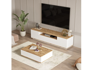 FR17" wooden lounge furniture set - 180 x 44 x 44 cm - White 2