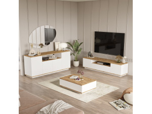 FR18" wooden lounge furniture set - 180 x 44 x 44 cm - White 2