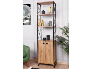 Tervel" wooden bookcase - 49 x 30 x 180 cm - Brown 2