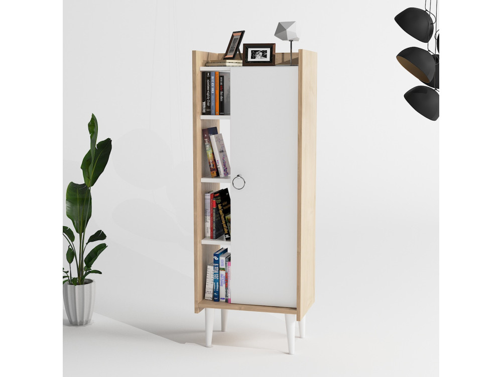 Lagomood Ruby" multi-purpose wooden cabinet - 50 x 30 x 140 cm - White