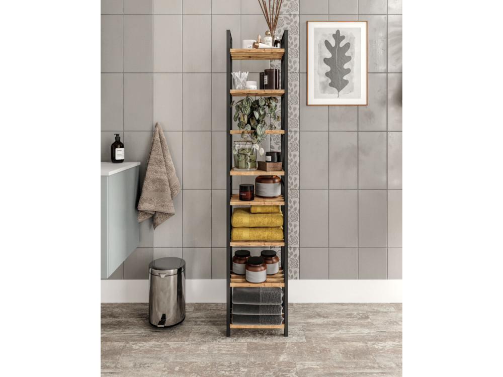Mini" multifunctional wooden shelf 23 x 18 x 128 cm - Black