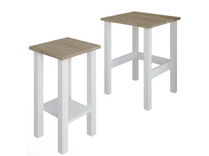 Set of 2 "Gina 2" wooden side tables - 45 x 45 x 60 cm - Beige