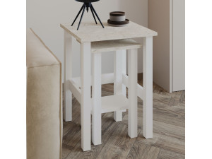 Set of 2 "Gina 2" wooden side tables - 45 x 45 x 60 cm - White 2