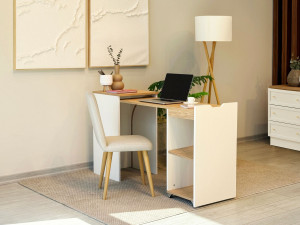Modulo" wooden desk - 97 x 47 x 75 cm - Beige 2