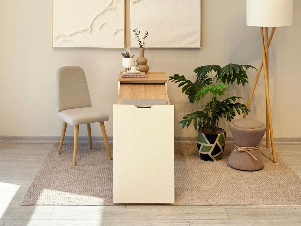 Modulo" wooden desk - 97 x 47 x 75 cm - Beige