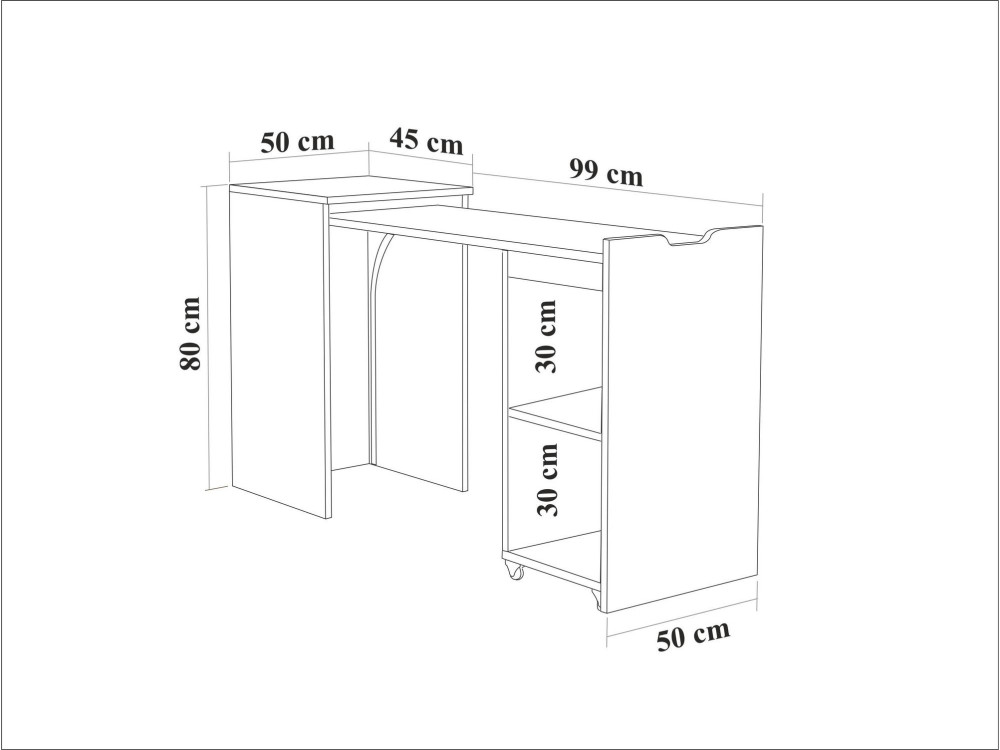 Modulo" wooden desk - 97 x 47 x 75 cm - Beige