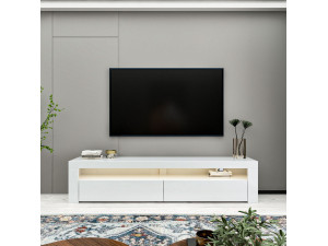 Bati" wooden TV stand - 150 x 36 x 46 cm - White 2