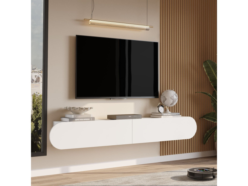 LUM1" wooden TV stand - 180 x 31 x 29 cm - White