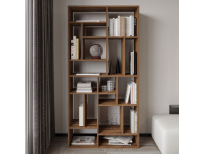 Nicola" wooden bookcase - 90 x 30 x 180 cm - Brown 2