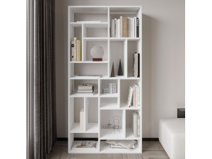 Nicola" wooden bookcase - 90 x 30 x 180 cm - White 2