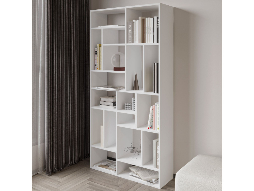 Nicola" wooden bookcase - 90 x 30 x 180 cm - White