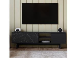 Ravello" wooden TV stand - 150 x 30 x 45 cm - Black 2