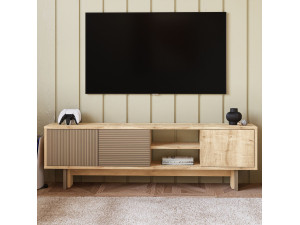 Ravello" wooden TV stand - 150 x 30 x 45 cm - Beige 2