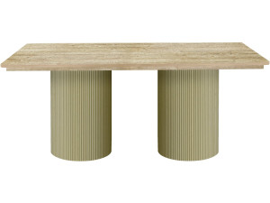 Zénith" oval wooden dining table - 180 cm - 8 seats - Beige